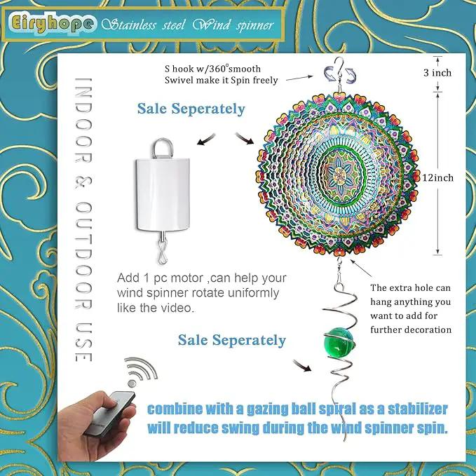Wind Spinner Rich Love Mandala Wind Spinner Outdoor Hanging Wind Sculptures Kinetic 3D Metal Wind Catcher Yard Art Decoration Garden Decor Gifts for Women/Men/Mother/Father/Daughter/Grandma by GreenHaven Gardens