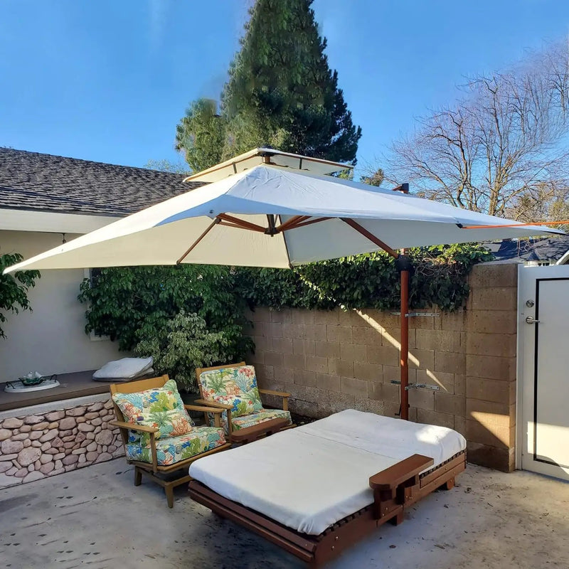 PURPLE LEAF 10ft Patio Umbrella Outdoor Square Umbrellas Large Cantilever Umbrella Windproof Offset Umbrellas Heavy Duty Sun Umbrella for Garden Deck Pool Patio, Cream by GreenHaven Gardens