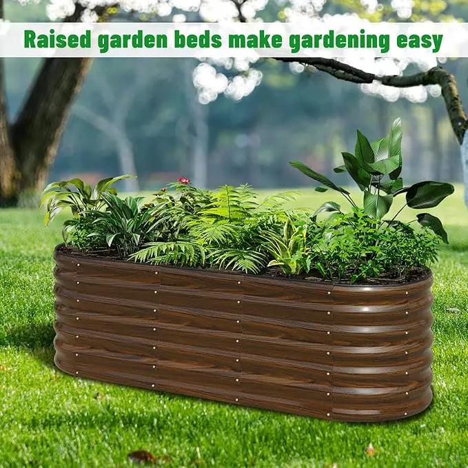 SnugNiture Galvanized Steel Raised Garden Bed, 6x2x2 ft, Outdoor Oval Deep Root Planter Box for Growing Vegetables, Flowers and Fruits by GreenHaven Gardens