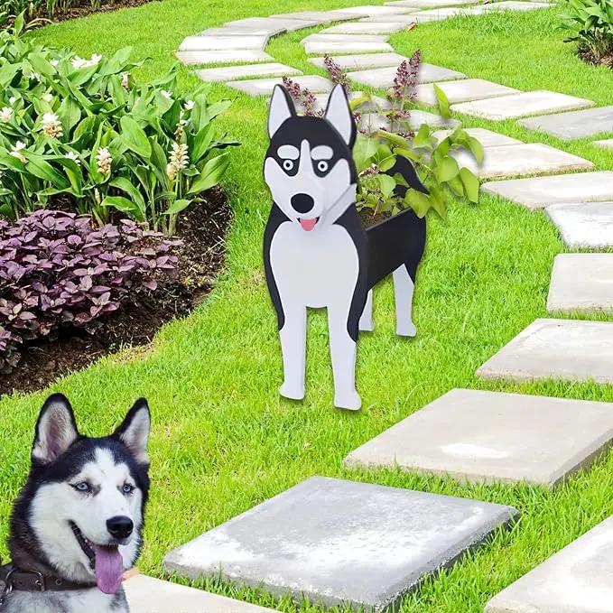 Siberian Husky Dog Planter Plant Pots,Cute Garden Dog Flower Planter,Dog Planters Birthday Gifts for Women,Office,Indoor/Outdoor Decor（9.45 * 5.67 * 13.39in） by GreenHaven Gardens