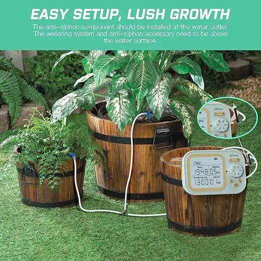 Automatic Plant Waterer Self Watering System Indoor for 15 Potted Plants Pack of 2, Auto Drip Irrigation Kit Programmable Water Timer w Smart Humidity Detection, Green by GreenHaven Gardens