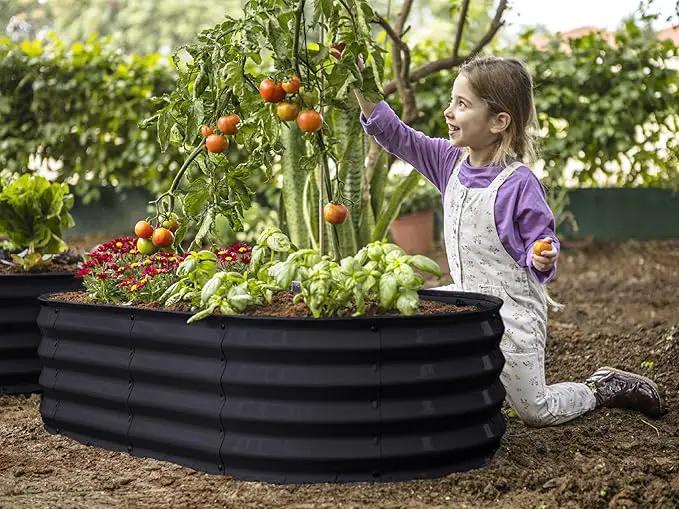 Galvanized Raised Garden Beds Outdoor // 4×2×1 ft Planter Raised Beds for Gardening, Vegetables, Flowers // Large Metal Garden Box (Black) // Patented Tool-Free Design by GreenHaven Gardens
