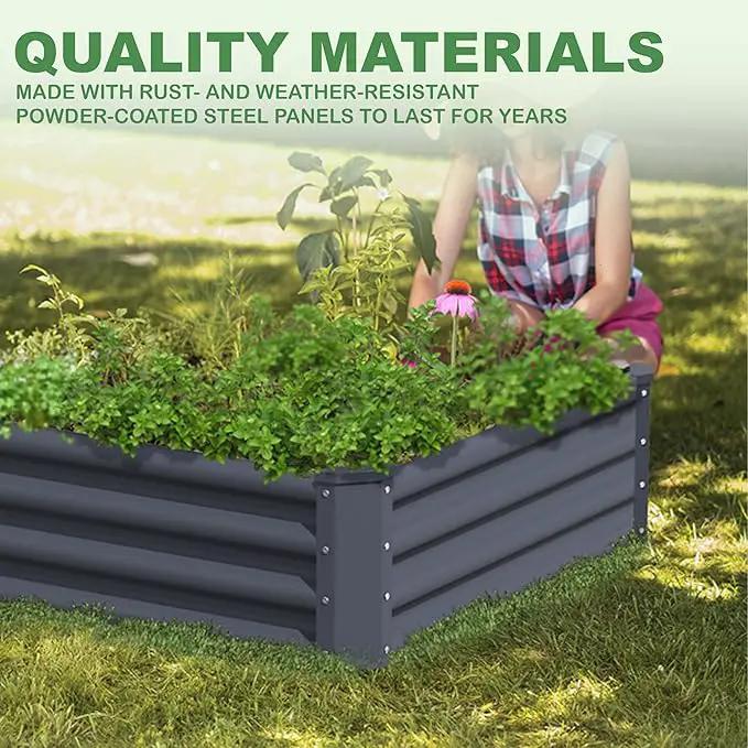 8X4X1ft Raised Garden Bed Kit,Galvanized Raised Garden Beds Outdoor,Large Metal Planter Box Steel Kit Flower Herb,Vegetables..Dark Gray by GreenHaven Gardens