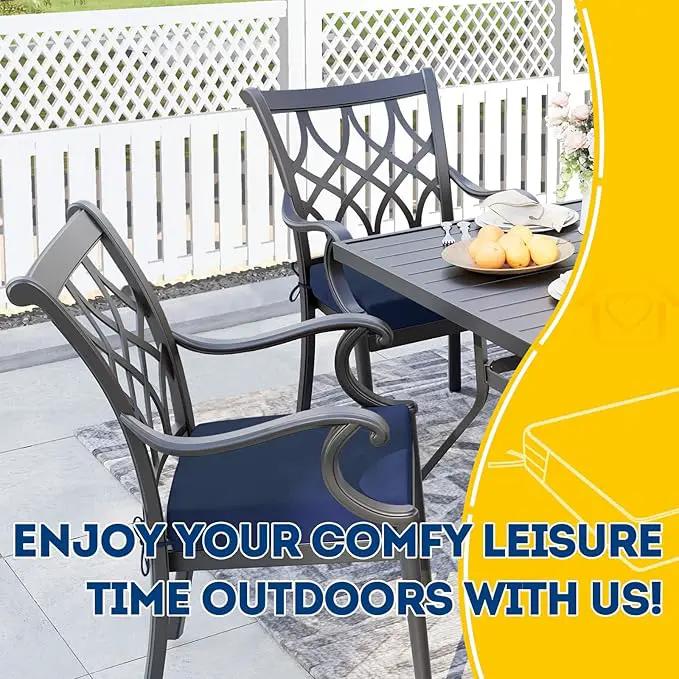 AAAAAcessories Outdoor Seat Cushions for Chairs, Waterproof, Fade-Resistant Patio Furniture Replacement Cushions, 18.5" x 16" x 3", Set of 2, Navy Blue by GreenHaven Gardens