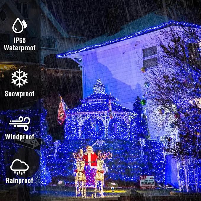 2 Pack Solar Christmas Lights Outdoor Waterproof, 75.5 ft 200 LED Solar Powered Blue String Lights,8 Modes Solar Christmas Lights for Garden Yard Patio Tree Party Xmas Decoration by GreenHaven Gardens