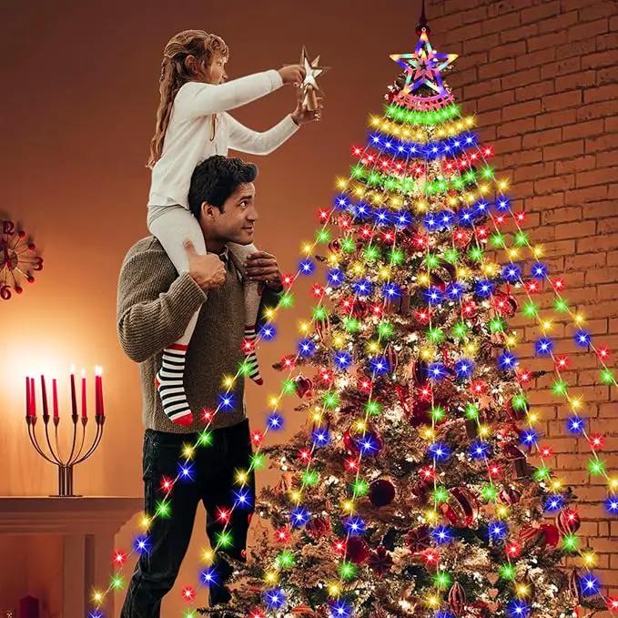 Christmas Decoration Lights, Outdoor Christmas String Lights 320 LED 11.5 Ft Waterfall Tree Lights with Big Star Topper 8 Light Modes for Christmas New Year Holiday Garden Yard Indoor Outdoor Decor by GreenHaven Gardens