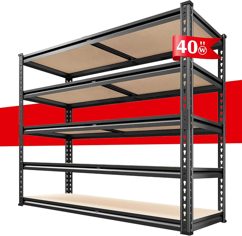 REIBII 2500LBS Garage Shelving 72''H Storage Shelves 40" W Metal Shelving 5 Tier Metal Shelves Adjustable Pantry Shelf for Closet Pantry Basement Kitchen Warehouse 72" H x 40" W x 20" D by GreenHaven Gardens