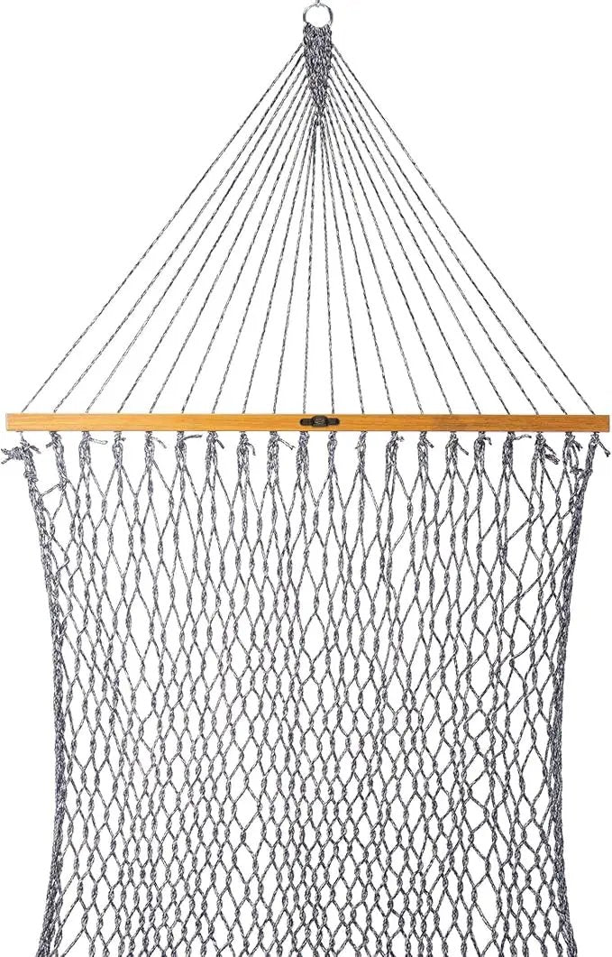 Original Pawleys Island 14DCOTNV Deluxe Navy Oatmeal Heirloom Tweed DURACORD Rope Hammock with Extension Chains & Tree Hooks, Handcrafted in The USA, 450 LB Weight Capacity, 13 ft. x 60 in. by GreenHaven Gardens