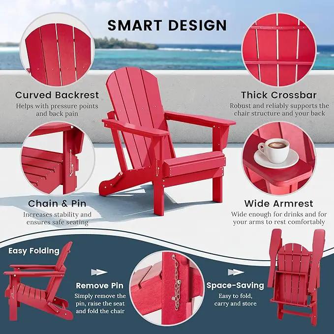 Westin Outdoors Laguna WO Home Furniture Adirondack Chair 2 PCS Set Outdoor Folding Patio Chair for Bon Fire Pit Garden Lawn Backyard Lounging Relaxing (Red) by GreenHaven Gardens