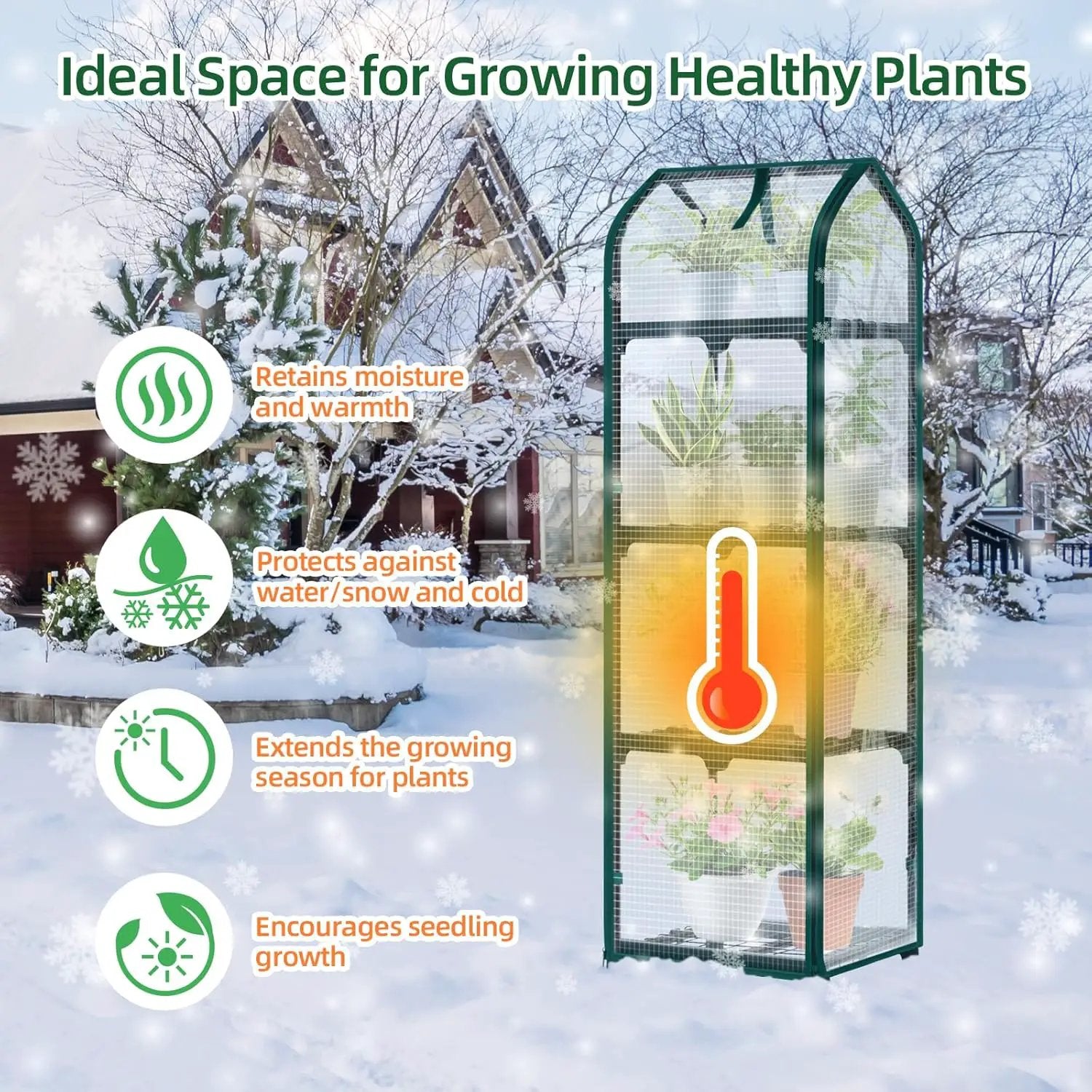 Ohuhu Mini Greenhouse for Indoor Outdoor, Small Plastic Plant Green House with Locking Wheels Portable Greenhouses with Durable Cover for Seedling,Ideal Gardening Gifts for Women Men White by GreenHaven Gardens