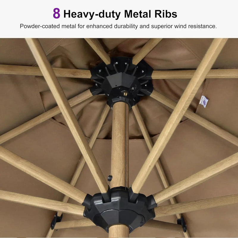 PURPLE LEAF 10' x 10' Square Patio Umbrella Outdoor Table Umbrella Aluminum Market Umbrella with 8 Sturdy Ribs & Crank Outdoor Umbrellas for Garden Deck Patio, Taupe by GreenHaven Gardens