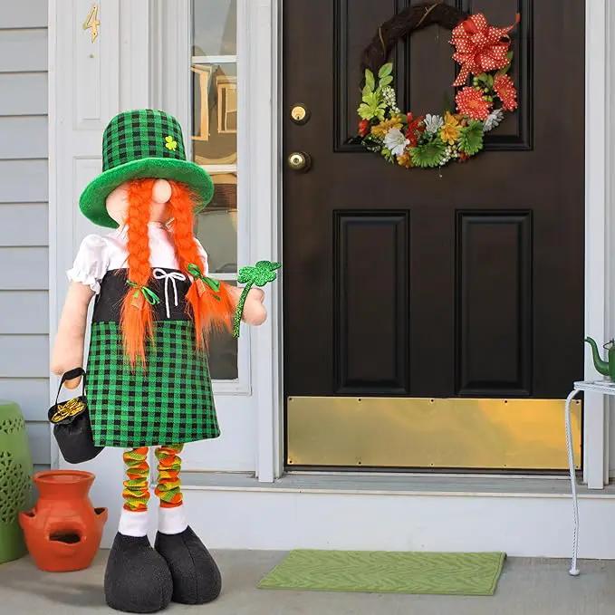 Large St Patricks Day Gnome Plush Decorations Outdoor, Cute Standing Saint Patricks Day Gnomes Gift Decor with Retractable Spring Legs, Placed Outside Yard/Porch/Garden/Indoor/Home/Office by GreenHaven Gardens