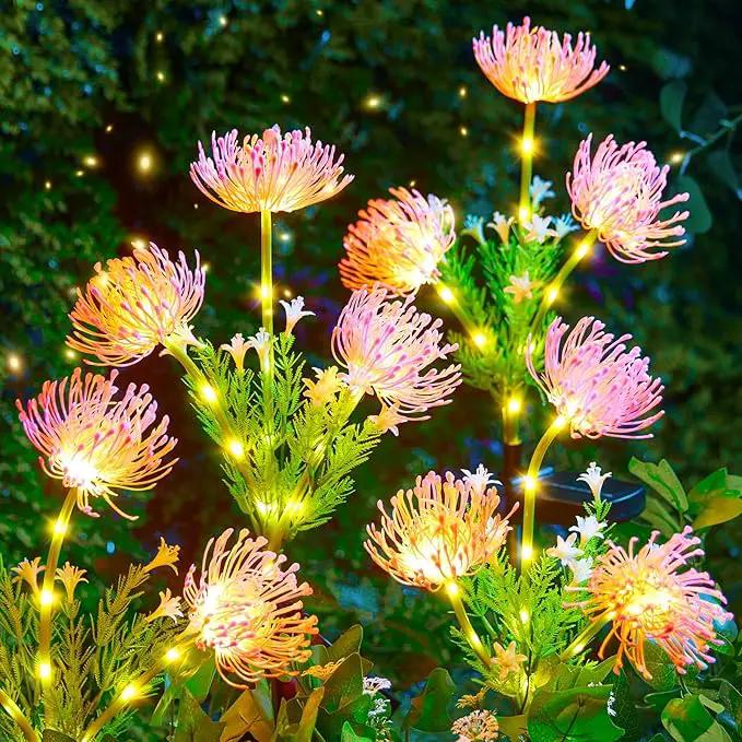 Brightown Outdoor Solar Garden Lights - 4 Pack LED Flower Lights with Glowing Flowers & Stems, Realistic, Bigger Solar Panel, Waterproof for Yard Patio Home, Pink by GreenHaven Gardens