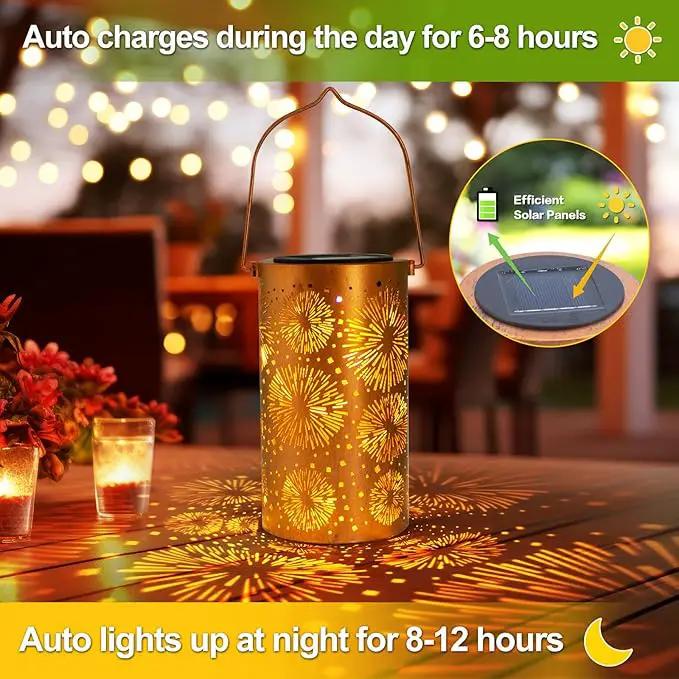 Mothers Day Gifts, 2 Pack Fireworks Solar Lanterns Outdoor Hanging Lantern Lights, Waterproof LED Garden Decorative Light for Patio Yard Pathway Lawn Front Porch Tree by GreenHaven Gardens