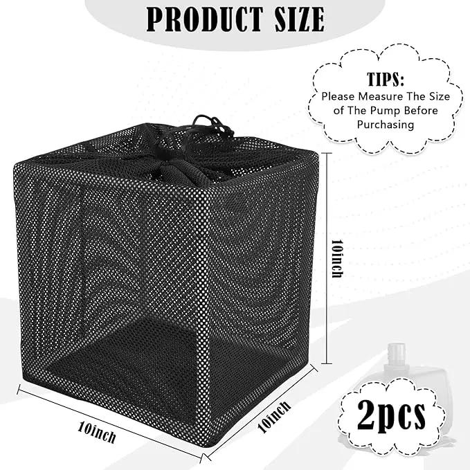 2 PCS Pond Pump Filter Bag, 10 Inch Pond Filter Box with Drawstring, Anti-Clogging Pump Barrier Bag Pump Mesh Bag for Outdoor Water Ponds Filters Pond Biological Filters by GreenHaven Gardens