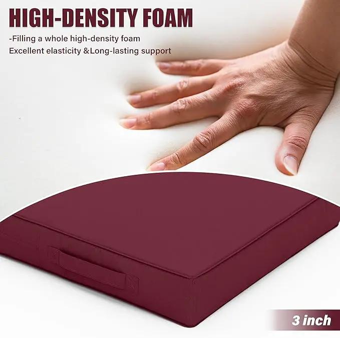 Patio Chair Cushions 17 X 16 X 3 Inch Waterproof Outdoor Seat Cushions for Patio Furniture, Outdoor Sofa Couch Pads with Ties & Handle, Set of 2, Burgundy by GreenHaven Gardens