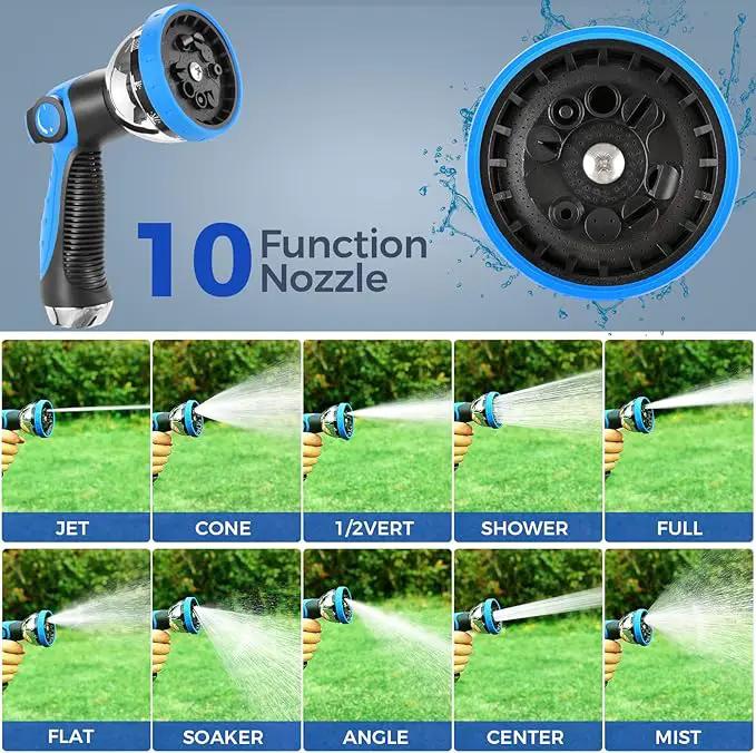 Retractable Garden Hose Reel, 1/2" x 131FT Heavy Duty Automatic Retractable Hose Reel Wall Mount, with 10- Function Sprayer Nozzle, Any Length Lock/Auto Rewind/180°Swivel by GreenHaven Gardens