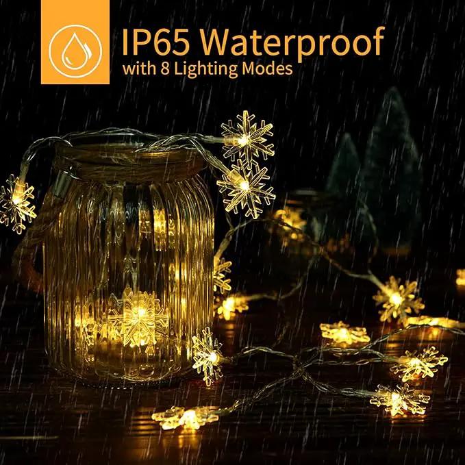 Brightown Solar Christmas Snowflake String Lights 100 LED 39 FT Outdoor Waterproof Fairy Lights with 8 Lighting Modes for Wedding, Party, Tree, Room, Garden, Patio, Yard, Home, Warm White by GreenHaven Gardens