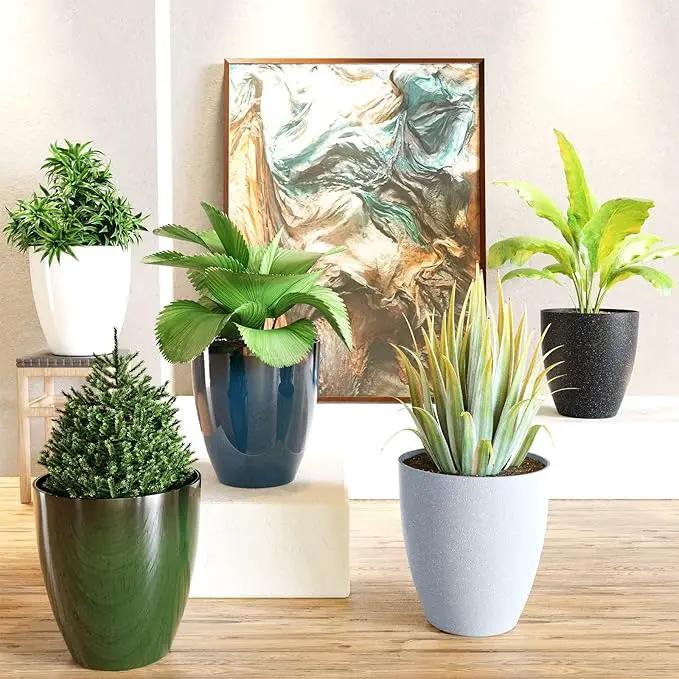 QCQHDU Plant Pots Set of 2 Pack,10 Inch Plant Pot for Indoor and Outdoor Plants with Drainage Hole,Flower Pots Modern Decorative Planter for Garden Plants (Sandy) by GreenHaven Gardens