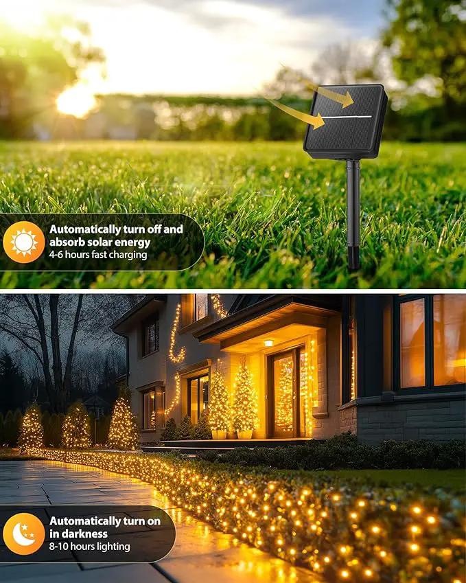 Brightown 2 Pack Solar String Lights for Outside, 92Ft 240 LED Solar Lights Outdoor Waterproof with 8 Modes, Solar Outdoor String Light for Patio Yard Tree Garden Party Decorations, Warm White by GreenHaven Gardens