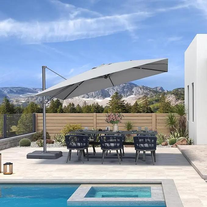 PURPLE LEAF 11.5' X 8' Left-right Tilting Outdoor Patio Umbrella Swivel Offset Cantilever Heavy Duty Rectangle Aluminum Umbrella with UV Resistant for Deck Pool Patio Backyard, Pebble Grey by GreenHaven Gardens