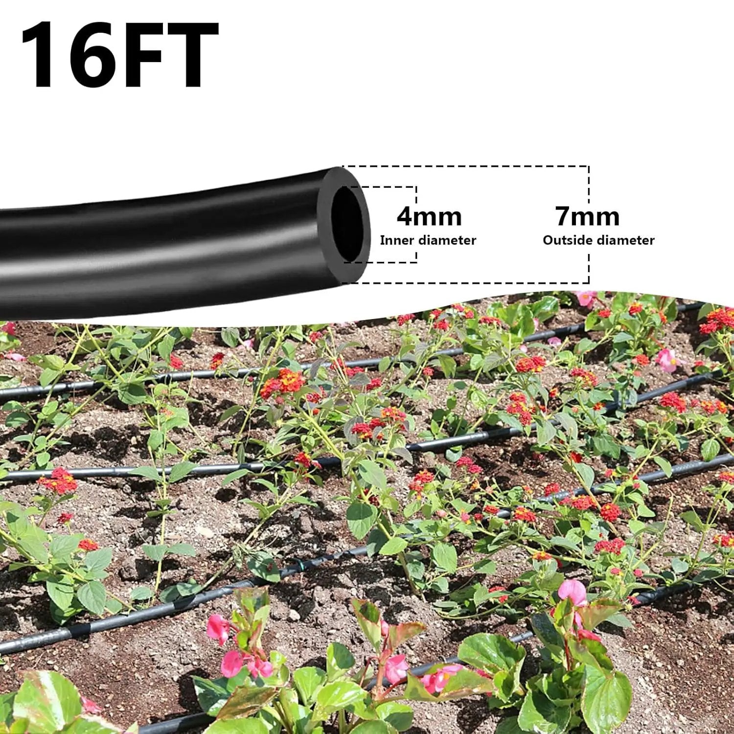 1/4 inch Drip Irrigation Tubing, 16FT Blank Distribution Tubing Drip Irrigation Hose, Garden Watering Drip Line for DIY Drip Irrigation System by GreenHaven Gardens
