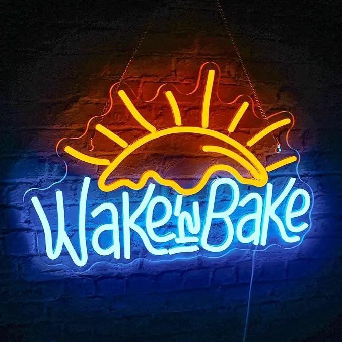 WLHOPE Wake in Bake Neon Signs Yellow Blue LED Neon Signs for Wall Decor, USB Fried Eggs Neon Light Letter Bakeing Neon Sign for Bedroom Home Kitchen Cake Baking Shops Cafes Birthday Party by GreenHaven Gardens