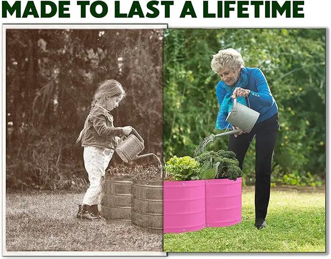 Galvanized Raised Garden Beds Outdoor // 3×3×1 ft Planter Raised Beds for Gardening, Vegetables, Flowers // Large Metal Garden Box (Pink) // Patented Tool-Free Design by GreenHaven Gardens