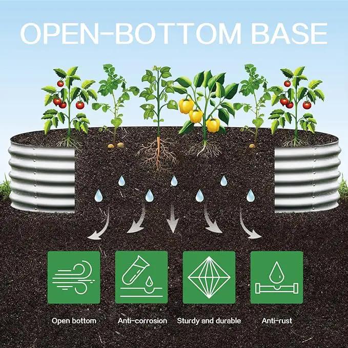 Gardmax Galvanized Raised Garden Bed, Lightweight Planter Boxes Outdoor with Easy Assembly, Large Garden Bed for Vegetables, Fruits, Flower Silver 8FT by GreenHaven Gardens