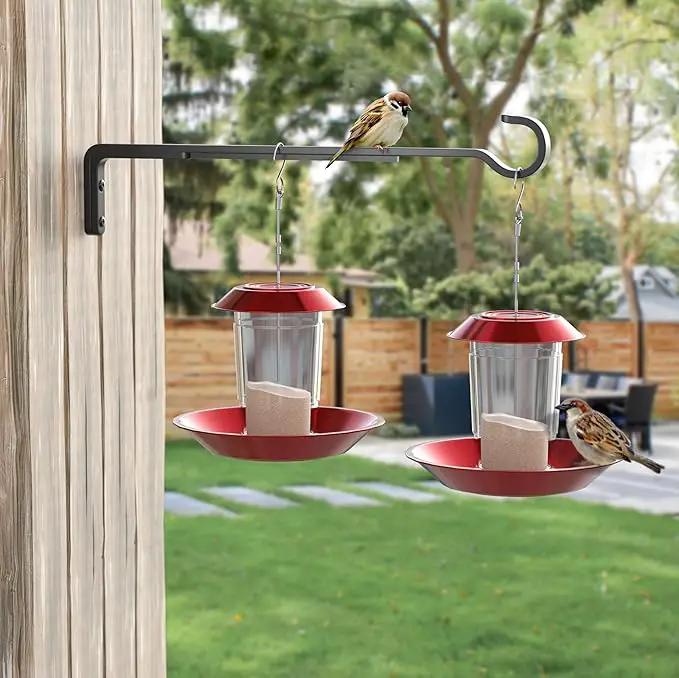 15 Inch 2 Black Pack Heavy Duty Outdoor Plant Hangers for Hanging Baskets, Iron Hanging Plant Brackets for Hanging Plants Outside, Metal Plant Hooks Plant Wall Hooks for Hanging Lantern, Bird Feeder by GreenHaven Gardens