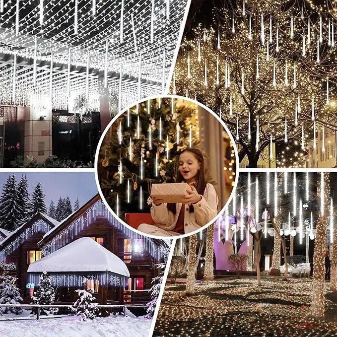 Meteor Shower Lights - 20 Inch 10 Tube 540 LED High Brightness Falling Rain Icicle Cascading Lights for Xmas Tree Roof Eaves Patio Decor by GreenHaven Gardens