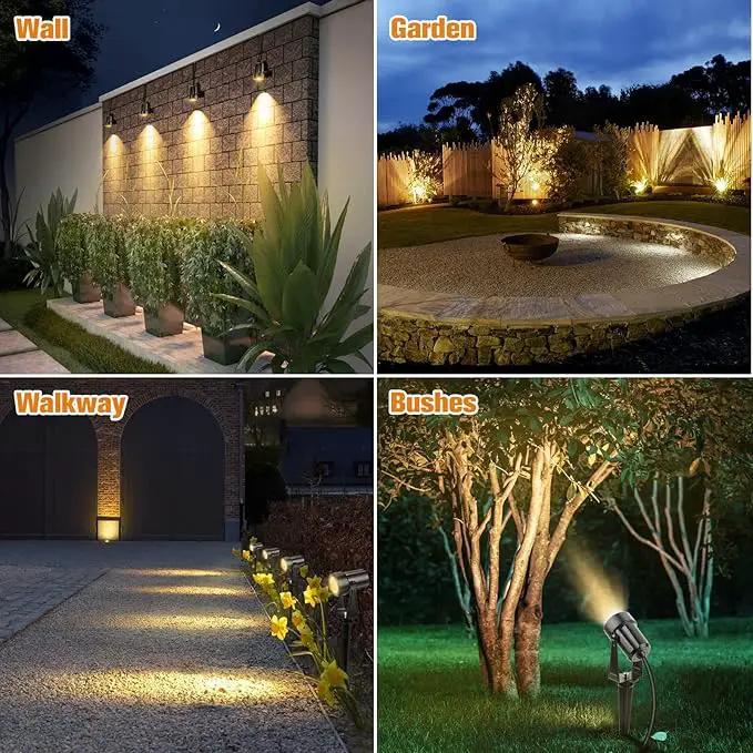 APONUO Metal Solar Spot Lights Outdoor with 9.8ft Cable Solar Powered Landscape Lighting Low Voltage IP65 Waterproof Auto On/Off for Outside Garden Yard Landscape Pathway Garage-Warm White(1-in-1) by GreenHaven Gardens