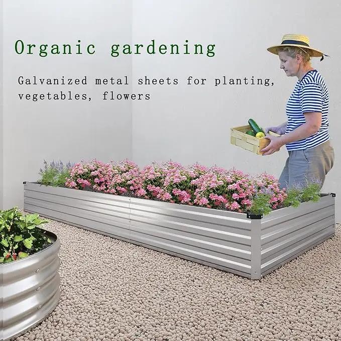 Galvanized Raised Garden Bed,12×2×1FT Metal Planting Box for Outdoor Vegetable, Herb,Planter Gardening (Silver) by GreenHaven Gardens