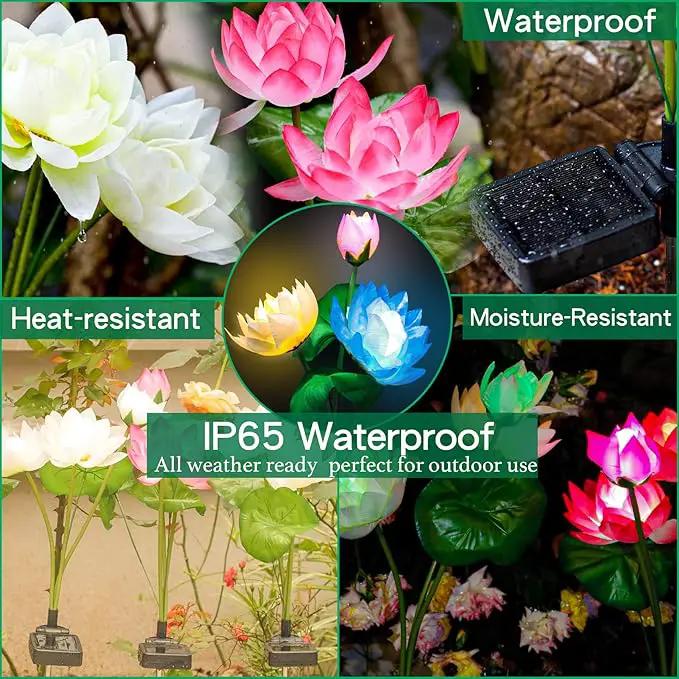 TONULAX Solar Garden Lights, Upgraded 2-Pack, Solar Lotus Flower Lights, Plastic Silk, Multi-Color, LED, Waterproof, Touch Control, 18-Hour Runtime by GreenHaven Gardens