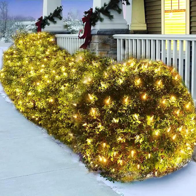 LED Christmas Net Lights for Bushes Outdoor,100 LED 5ftx5ft Waterproof 8 Modes Connectable Mesh Lights for Bushes,Garden,Yard,Trunk,Outdoor Christmas Decorations by GreenHaven Gardens