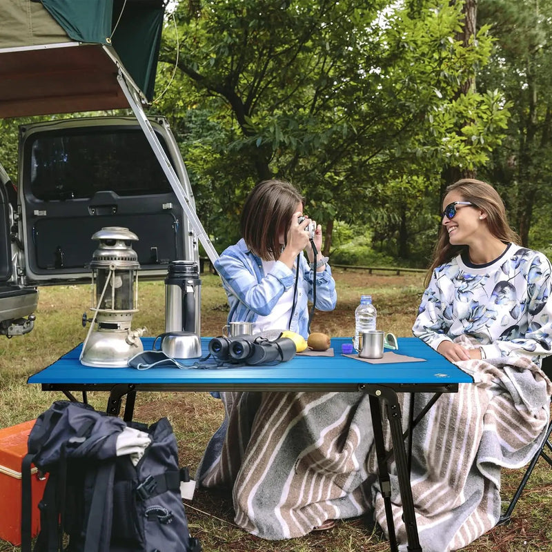 VILLEY Portable Camping Table with Adjustable Legs, Lightweight Aluminum Folding Beach Table with Carrying Bag for Outdoor Cooking, Picnic, Beach, Backyards, BBQ and Party by GreenHaven Gardens