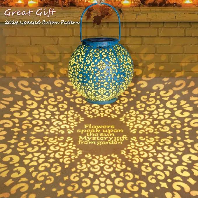 Homeimpro Solar Big Lantern Outdoor Waterproof Garden Gifts Mom, Metal Table Lights for Patio, Yard Art, Mothers Day Bithday Gifts for Women Men(1Pack, Teal Blue) by GreenHaven Gardens