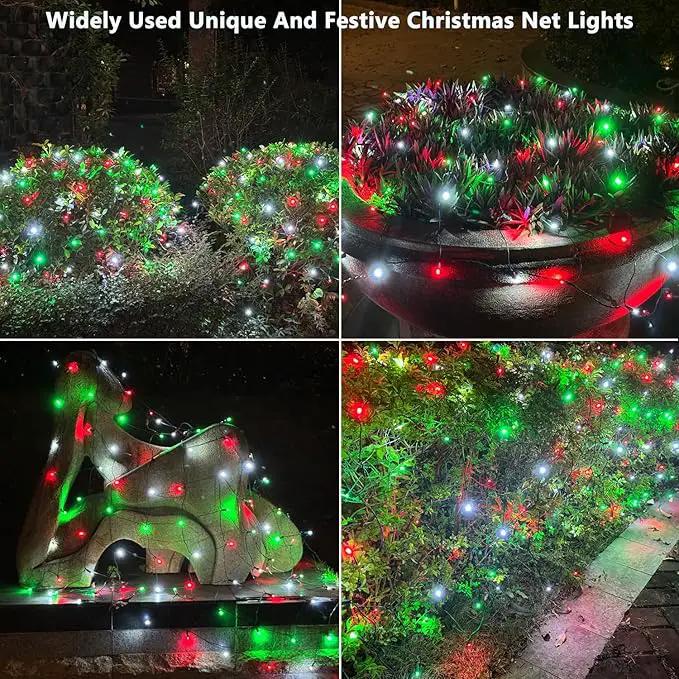 HISHINY Christmas Net Lights Outdoor for Bushes,100LED 5X5ft Connectable Bush Yard Mesh Shrub Net Light Decorations for Party, Holiday, Wedding, Tree,Home Decor(Red White Green) by GreenHaven Gardens