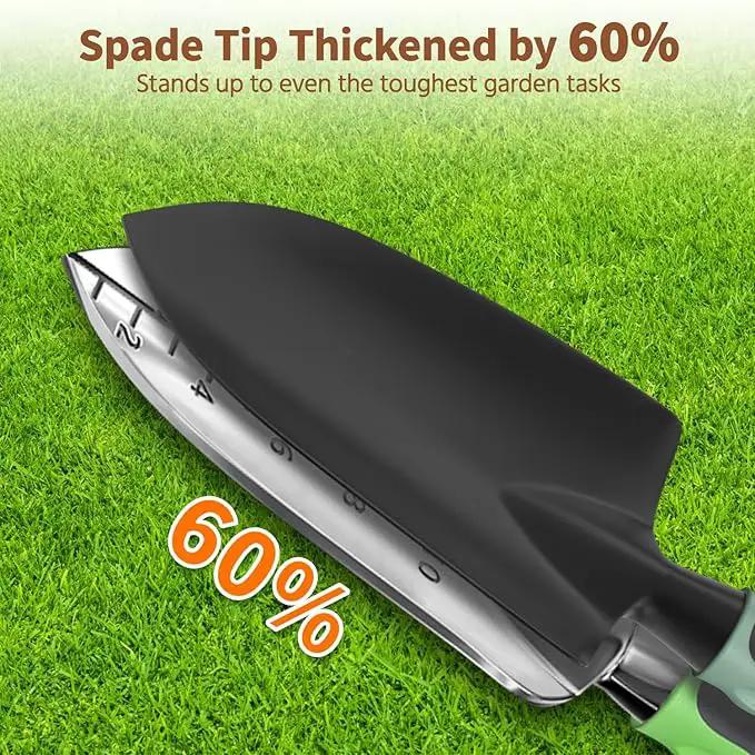 LASZOLA 3 Piece Garden Tool Set Include Hand Trowel Rake and Transplant Shovel for Women, Indoor Heavy Duty Small Spade Kit with Ergonomic Handle to Weed and Loosen, for Mom and Plant Beginner, Green by GreenHaven Gardens
