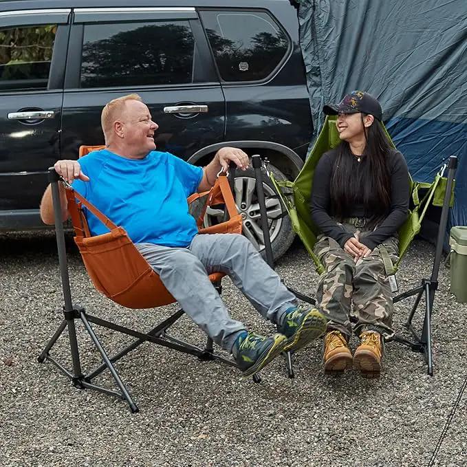 TIMBER RIDGE Hammock Camping Chair with Adjustable Backrest, Heavy Duty Folding Hammock Chair Supports 300lbs, Portable Hammock Chair for Camping, Travelling and Patio, Green 2 Pack by GreenHaven Gardens
