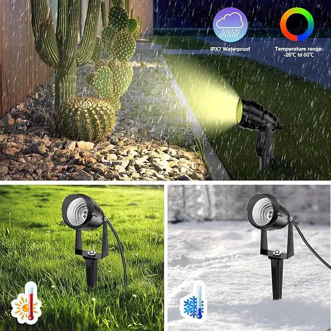 1500LM LED High Brightness Outdoor Landscape Lighting 15W RGBCW Color Changing Landscape Lights Remote Control Spot-Lights with Plug in IP66 Waterproof Flood Light for Garden - 4 Pack by GreenHaven Gardens
