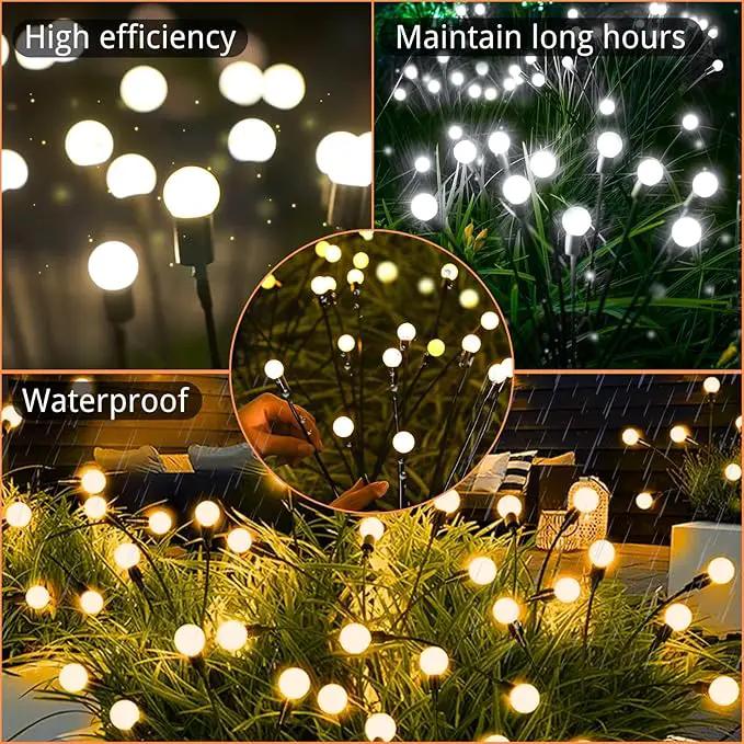 OZS 4-Pack Warm White &4-Pack Cool White Total 64LED Solar Garden Lights - Solar Lights Outdoor, Solar Firefly Lights, Sway by Wind,Solar Fairy Lights Waterproof for Yard Garden Decoration by GreenHaven Gardens