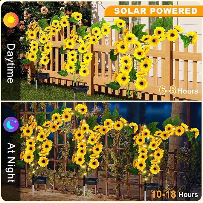 Solar Garden Lights Outdoor, 2 Pack New Sunflower Light for Outside, Solar Willow Vine Light with 46 LED Sunflowers, Waterproof Decor for Yard, Patio, Pathway, Gardening Gifts (2Pack Sunflower) by GreenHaven Gardens