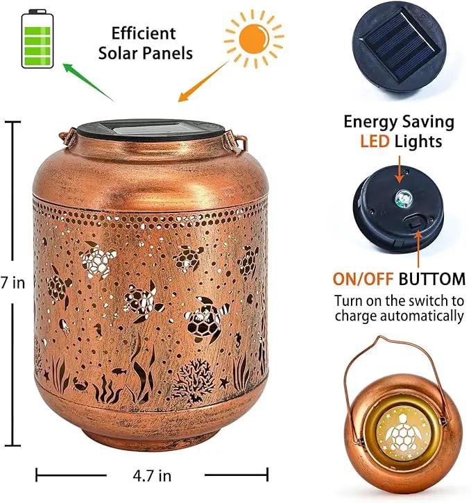 Sea Turtle Solar Lanterns Outdoor Waterproof,Hanging Solar Lights Sea Turtle Gifts for Women Metal LED Decorative Light for Yard,Patio,Lawn,Tabletop,Pathway,Landscape,Garden Decor by GreenHaven Gardens