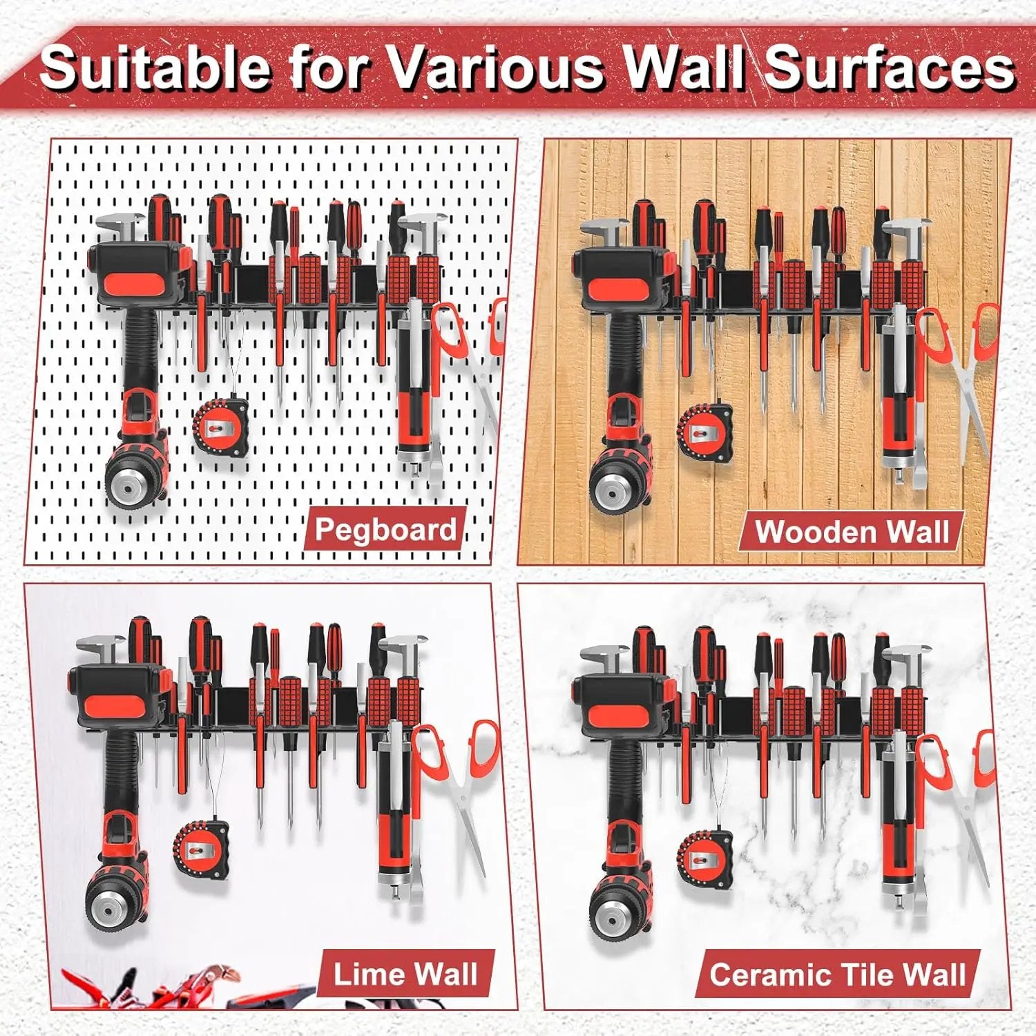 Metal Screwdriver Organizer, Wall Mount Plier Organizer Hammer Holder, Hand Tool Storage Rack for Garage Workshop Workbench(Black, 1PC) by GreenHaven Gardens
