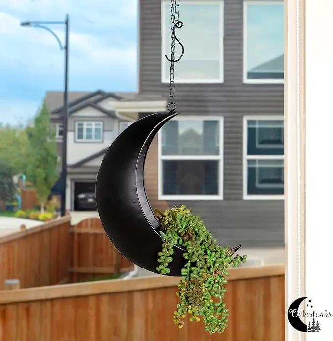 Hanging Moon Planter for Moon Room Decor - Great for Succulents, Air Plant, Mini Cactus, Faux, Artificial Plants-Boho Hanging Planters for Indoor Plants, Witchy Gifts for Women, Birthdays,Plant Lovers by GreenHaven Gardens