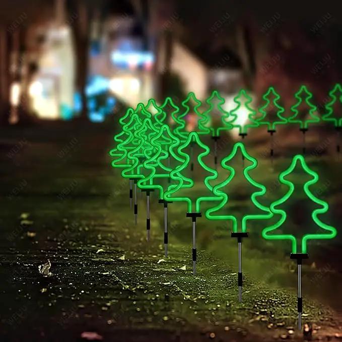 BlcTec Christmas Decorations Outdoor, 4PCS Neon Christmas Tree Shape Lights with Stainless Steel Stakes, 4 Xmas Tree Garden Lights with Waterproof for Garden Patio Yard Lawn Décor, Green by GreenHaven Gardens
