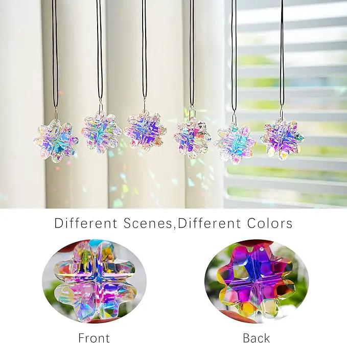 Set 6,AB Coating Four Leaf Lucky Clover Crystal Prisms Suncatchers for Windows,Rainbow Maker Hanging Prisms for Wedding Party Tree Garlands Ornaments Christmas Decorations Clearance,45mm by GreenHaven Gardens