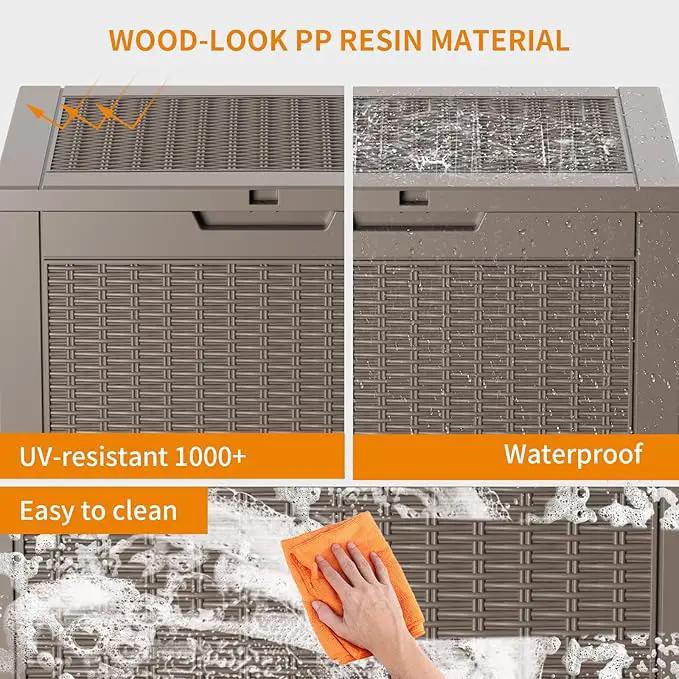 30 Gallon Resin Deck Box, Lockable Patio Outdoor Storage Box for Furniture, Garden Tools and Tools Storage, Waterproof Outside Storage Boxes - Grey by GreenHaven Gardens