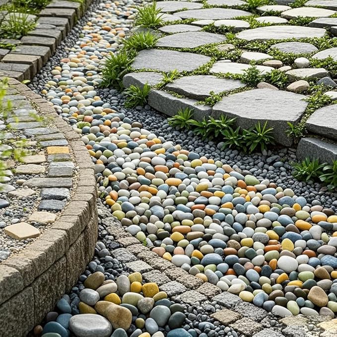 Rocks for Plants 5 Lbs, 0.8-1.5 Inch High Polished Pebbels, Decorative Stones for Garden Landscaping, Smooth Gravel Filler for Outdoor Plants, Succulents, Fish Tank and Vases by GreenHaven Gardens